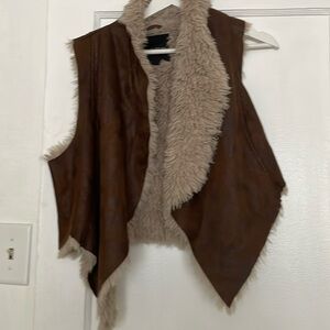 Faux fur and faux leather vest